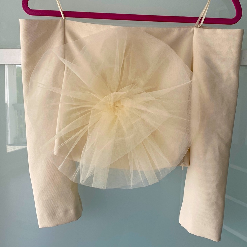 Zara off the shoulder blouse shirt tulle  NWT